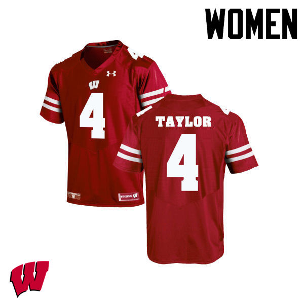 Women Winsconsin Badgers #4 A.J. Taylor College Football Jerseys-Red